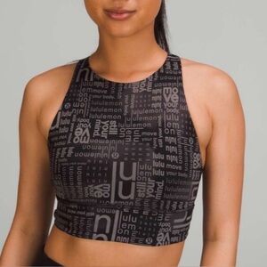 Lululemon Workout Cropped Tank Top Black and Gray Sports Bra